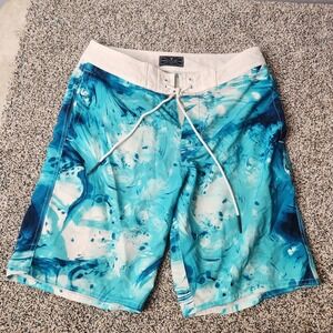 American Eagle‎ AE shorts swim trunks Sz S White Blue Great Preppy Hawaiian